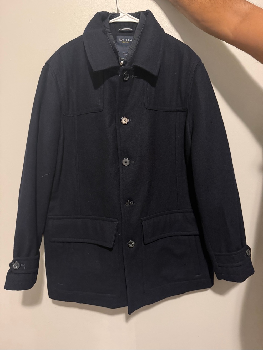 Nautica Men's Dark Navy Wool-Blend Pea Coat